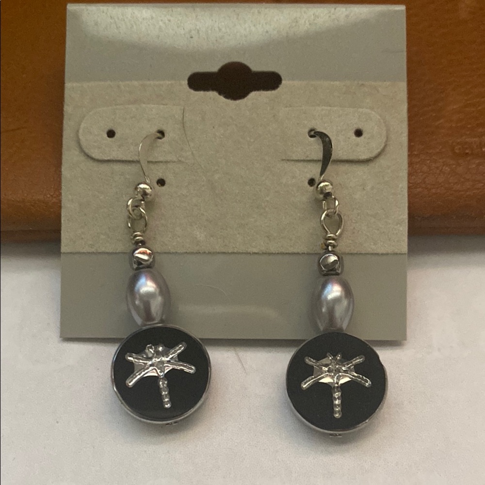 Silver Dragonfly Dangle Earrings